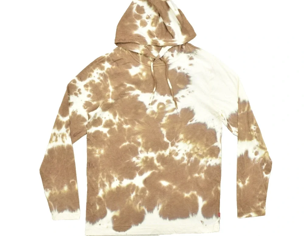 Levi's Men's Pullover Hoodie Brown Cream Long Sleeve Size S Cotton Blend NEW